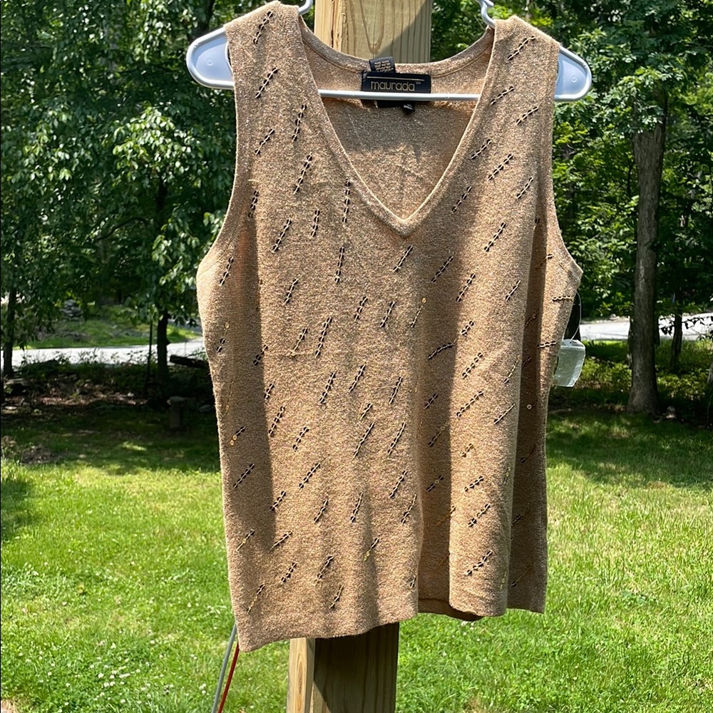 Tan Ribbed Knit Tank Top